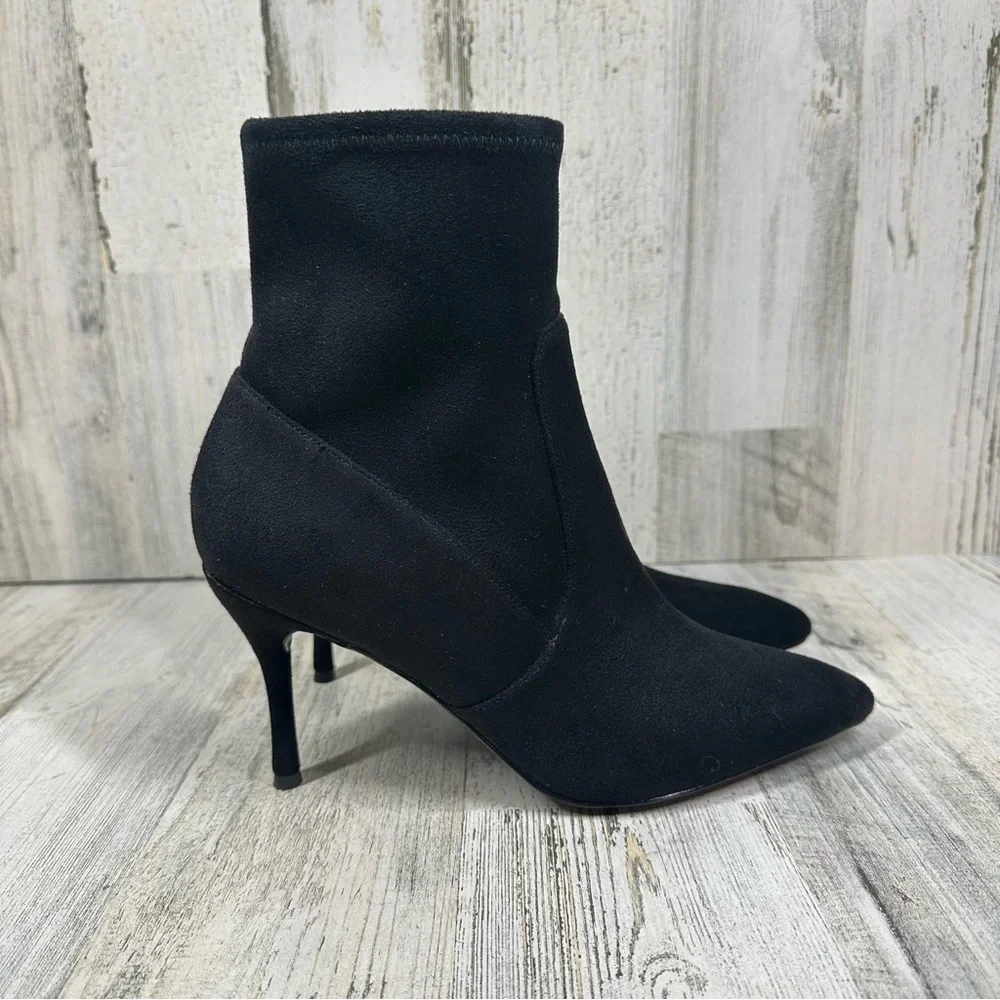 Nine West Cadence Sexy Suede Like Textile Booties Black #9‎